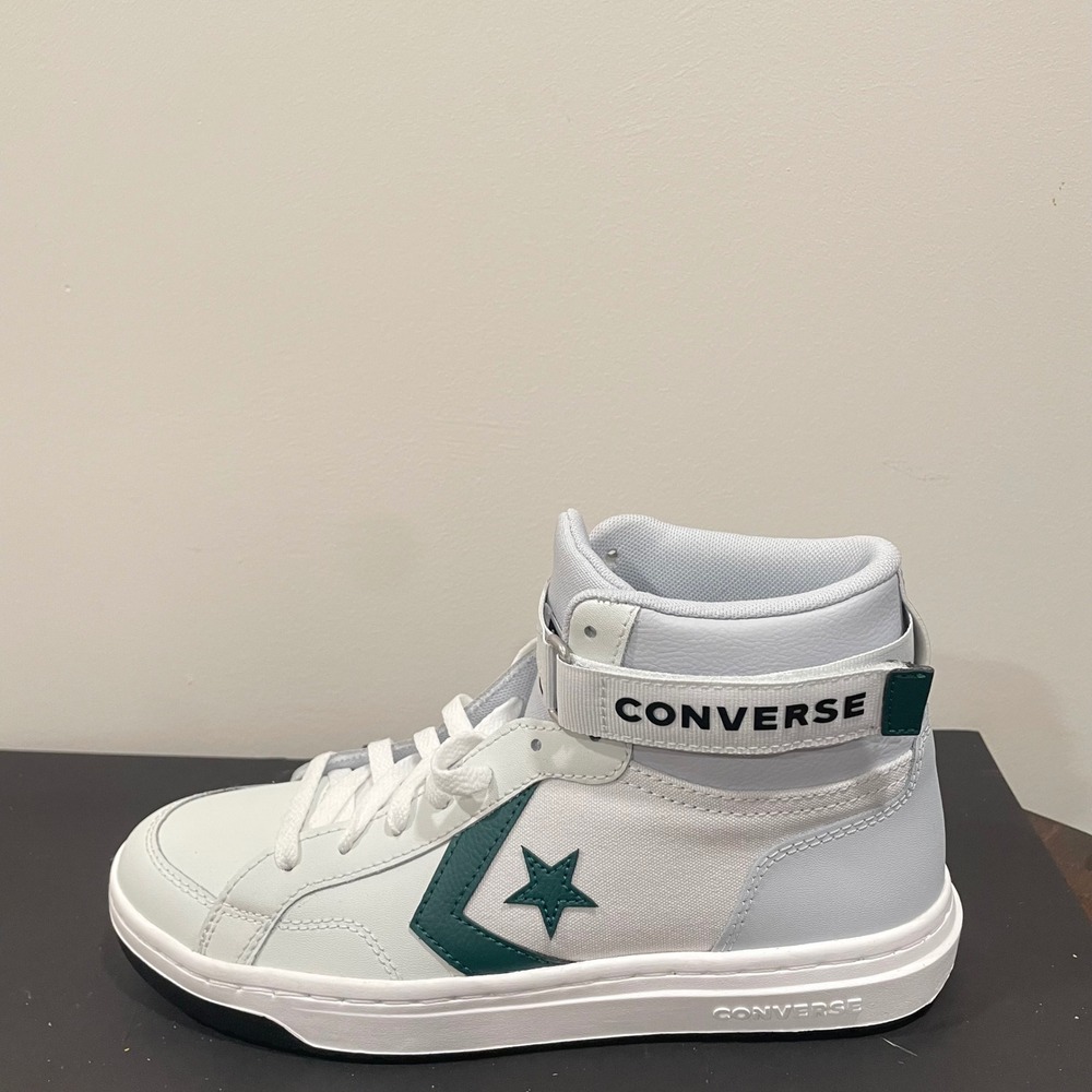 Converse Pro Blaze V2 Mid Top White Green Leather Sneakers A05595C Mens 8 Wo 9.5